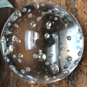 Vintage Art Glass Bubble Paperweight Spear.